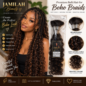 Jamilah Beauty Boho Braids Curly Bulk Hair – Natural Black