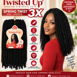 Spring Twist Hair Twisted Up 3X Spring Twist Pre-Looped Braiding Hair – Natural Protective Style